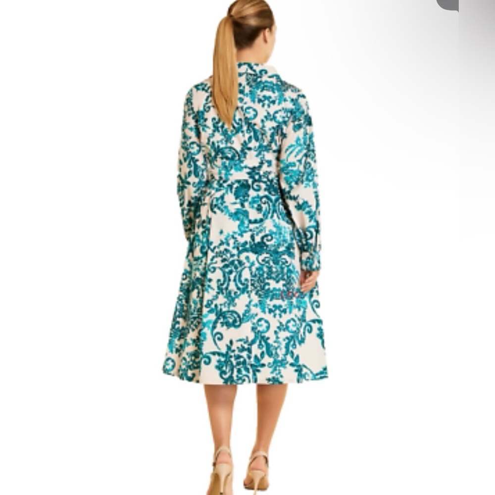 MARINA RINALDI DOMANDA Wrap Midi Dress in Teal Floral Print NWT 20 - Picture 2 of 13